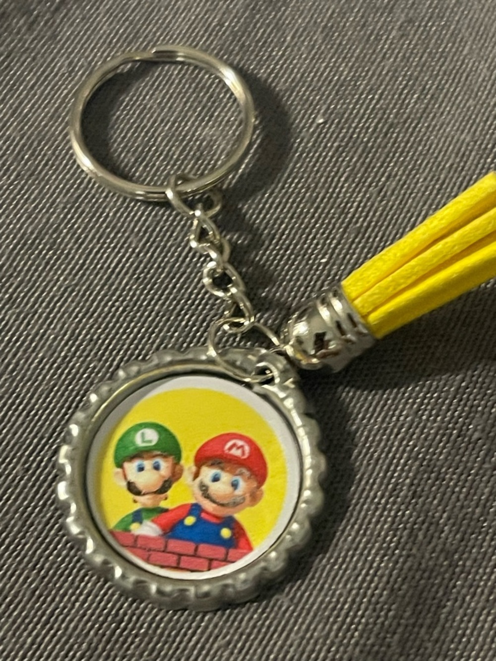 Super Mario & Luigi Yellow Tassel Keychain